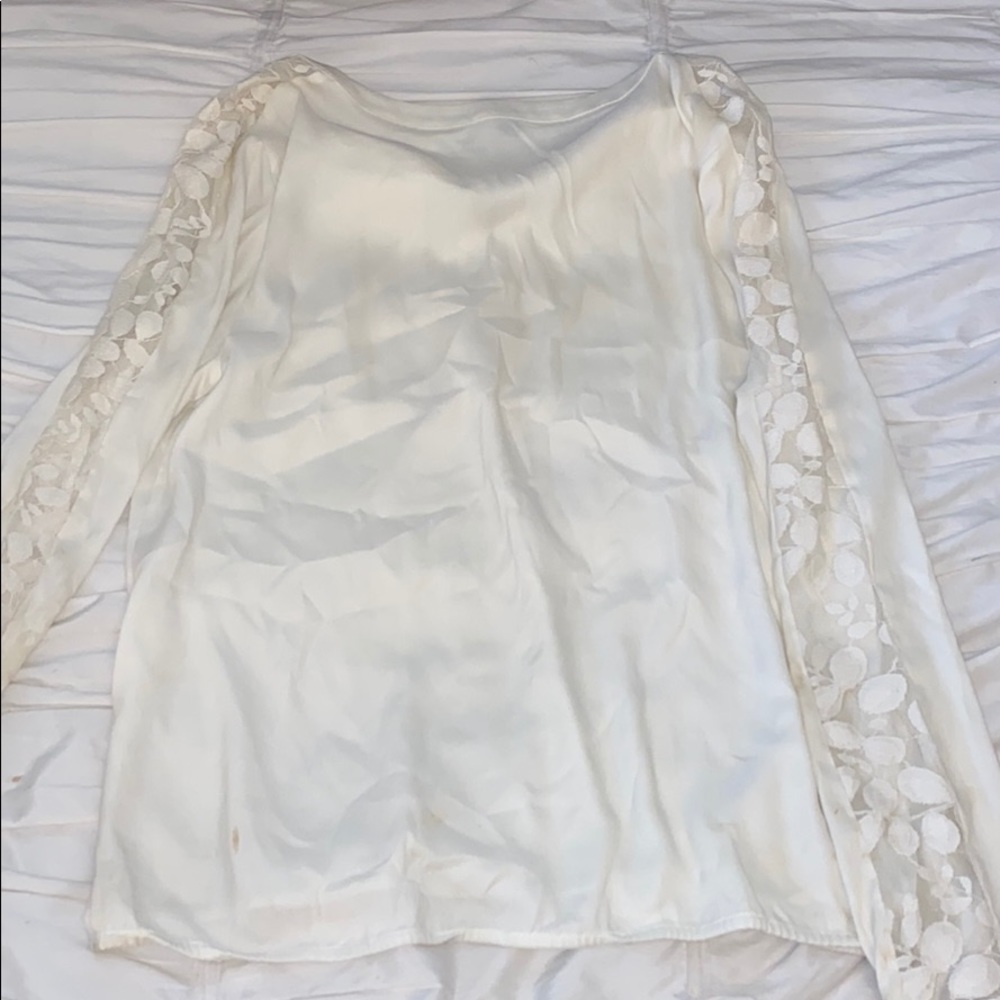 Cream White Ann Taylor Long Sleeve Blouse - Picture 4 of 4